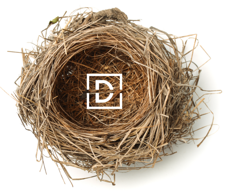 Nido de pájaro con el logotipo de Dextail, símbolo de su filosofía de diseño artesanal
