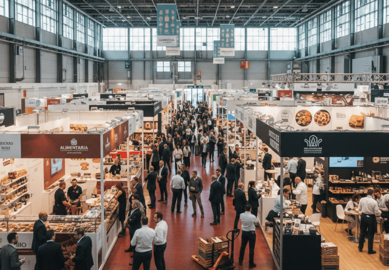 Vista general de los pasillos y stands de la feria Alimentaria en Barcelona